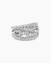 Stax Three Row Ring in 18K White Gold with Diamonds, 14mm